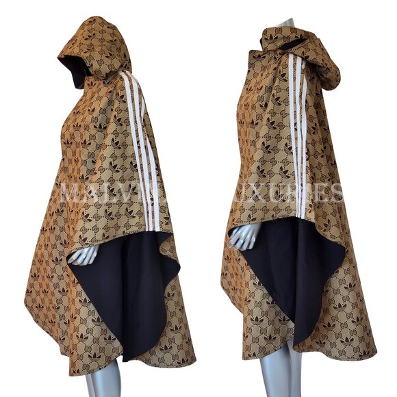 GUCCI ADIDAS X CAPE COAT TREFOIL G LOGO REVERSIBLE HOODED UNISEX PONCHO sz M - Picture 6 of 16